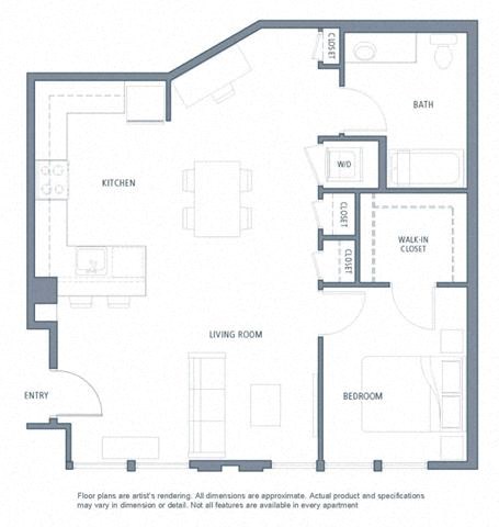 1 bedroom floor plan | Aventine Apartments Hercules CA