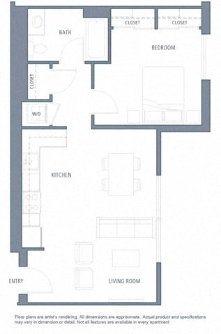 1 bedroom floor plan | Aventine Apartments Hercules CA