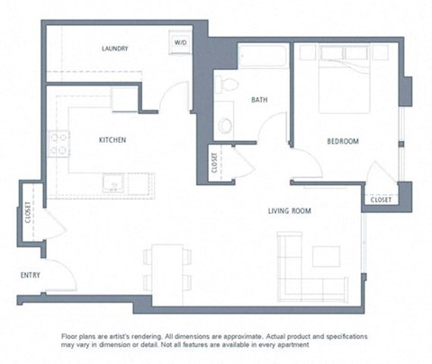 1 bedroom floor plan | Aventine Apartments Hercules CA