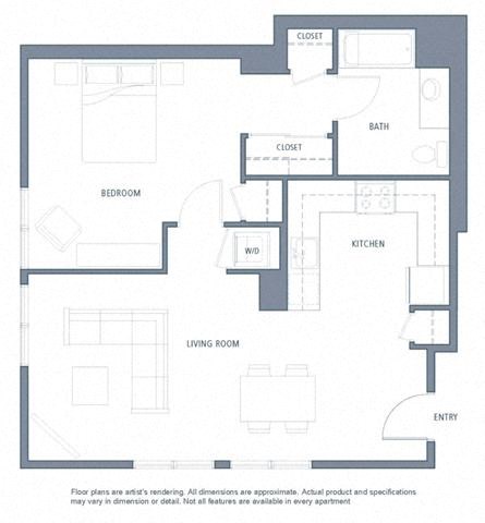 1 bedroom floor plan | Aventine Apartments Hercules CA
