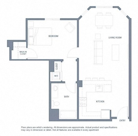 1 bedroom floor plan | Aventine Apartments Hercules CA