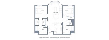 2 bedroom floor plan | Aventine Apartments Hercules CA