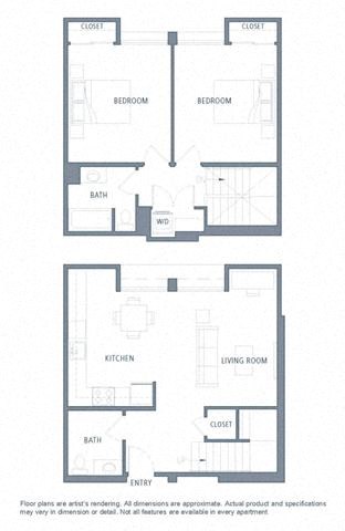 2 bedroom floor plan | Aventine Apartments Hercules CA