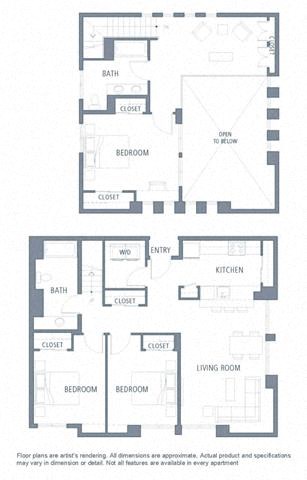 3 bedroom floor plan | Aventine Apartments Hercules CA