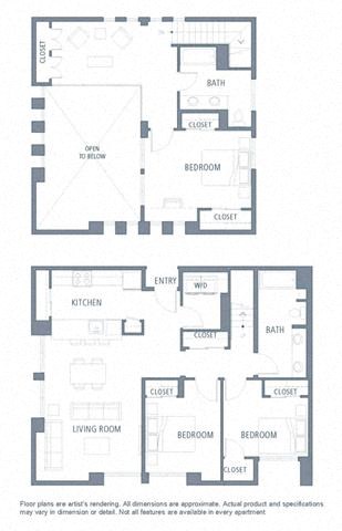 3 bedroom floor plan | Aventine Apartments Hercules CA