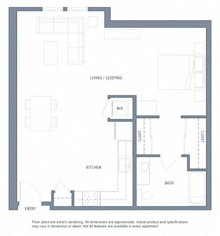Studio floor plan | Aventine Apartments Hercules CA