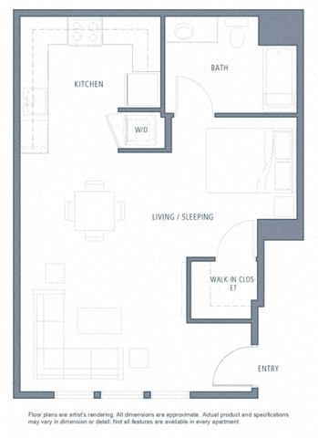 Studio floor plan at Aventine, Hercules