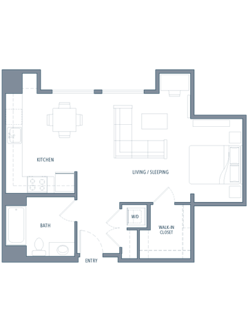 Studio floor plan | Aventine Apartments Hercules CA