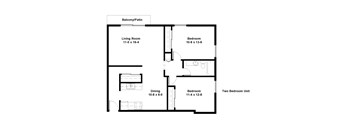 2 Bedrooms, 1 Bathroom - corner 3rd