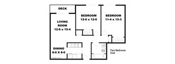 2 Bedrooms, 1 Bathroom - side