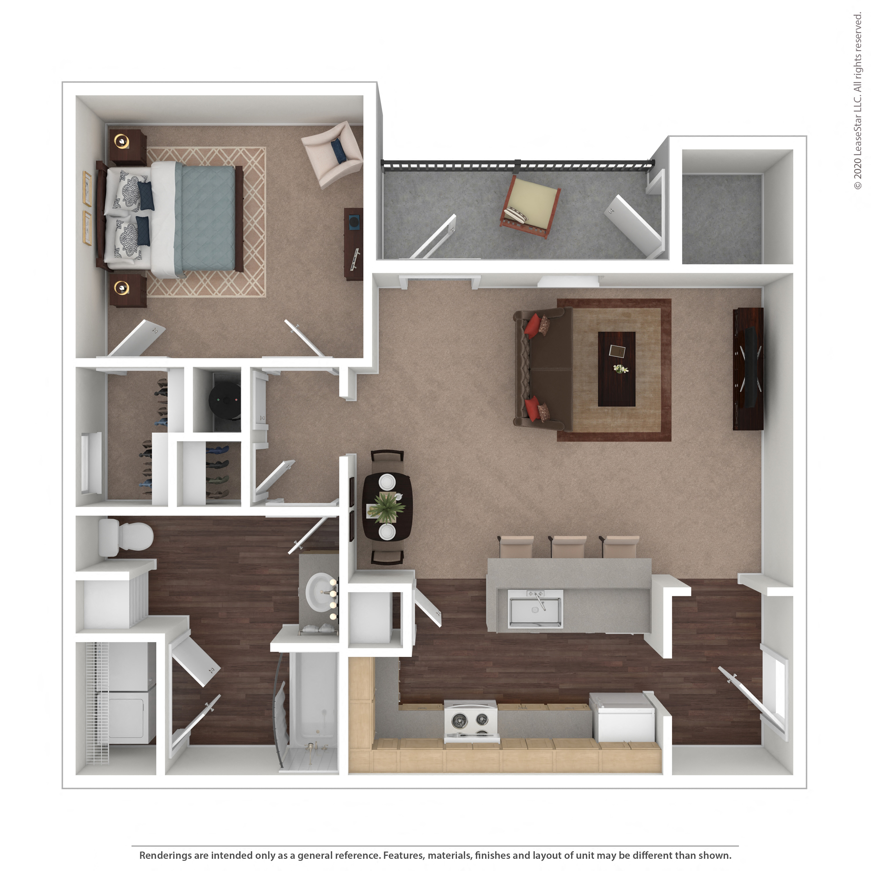 1 Bed 1 Bath Floor Plan at The Wilshire, Lake Charles, 70607