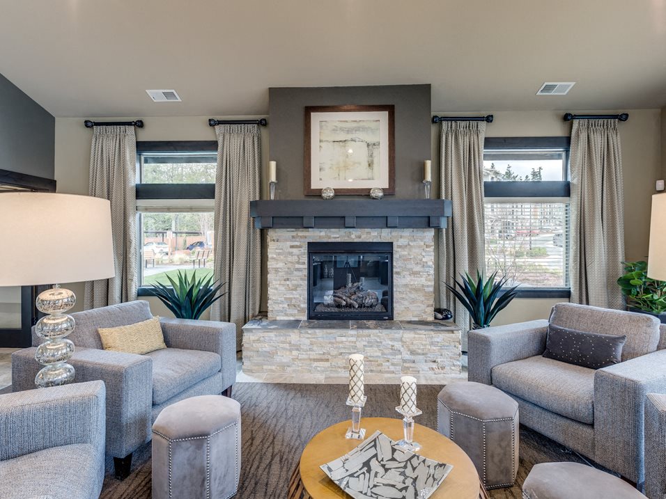 Clubhouse FIre place l Vue Issaquah Apts in Issaquah WA