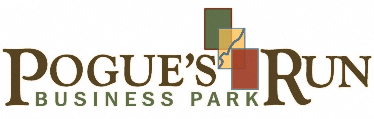 The image is a logo for Pogue's Run Business Park.