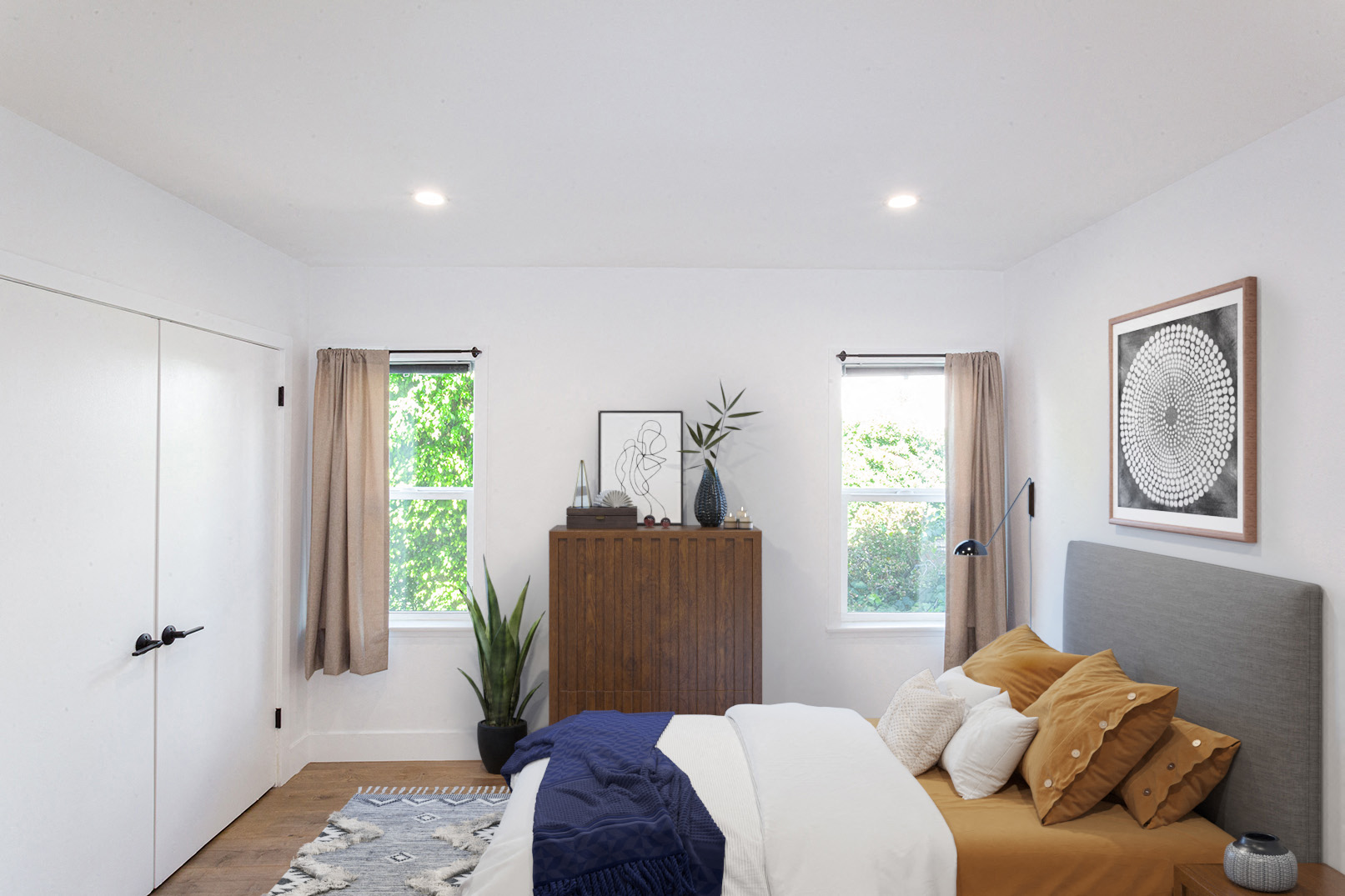 Beautiful spacious bedroom with full bed