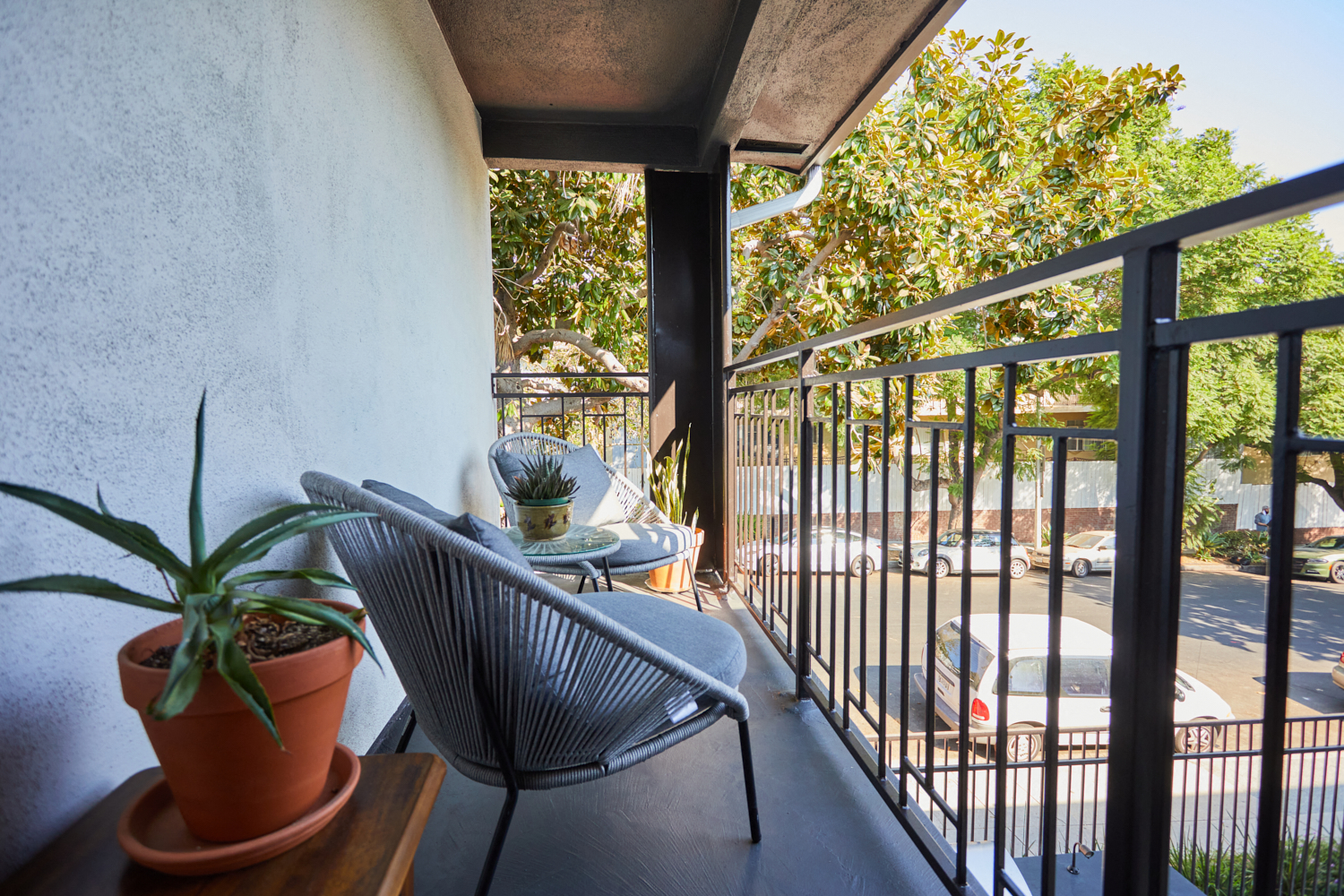 Unit outdoor patio with chairs