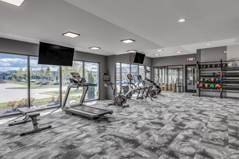 Fitness center at the Quarry Apartments in DeWitt Michigan