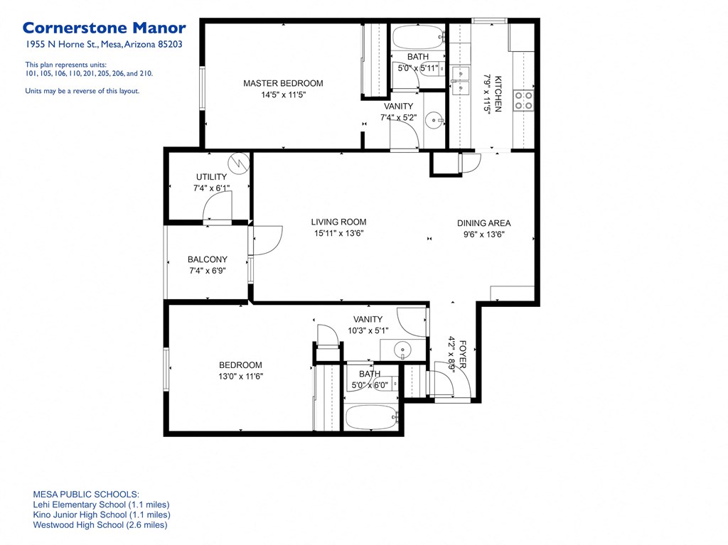 a floor plan of a residence with a bedroom and a living room