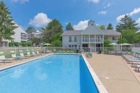 the swimming pool at the preserve at polk apartments