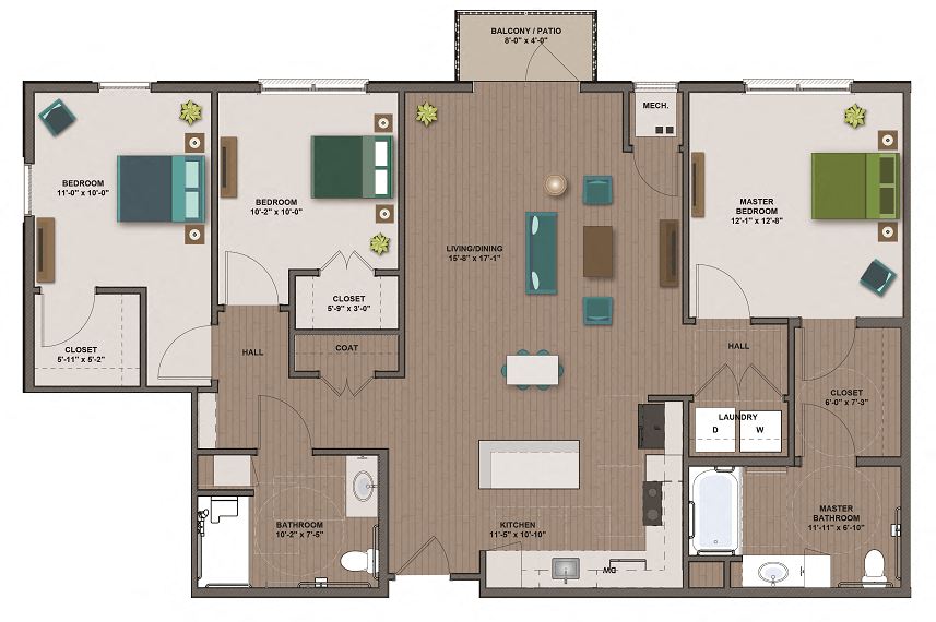 WRIGHT II FloorPlan at The Edison at Rice Creek, Shoreview, Minnesota