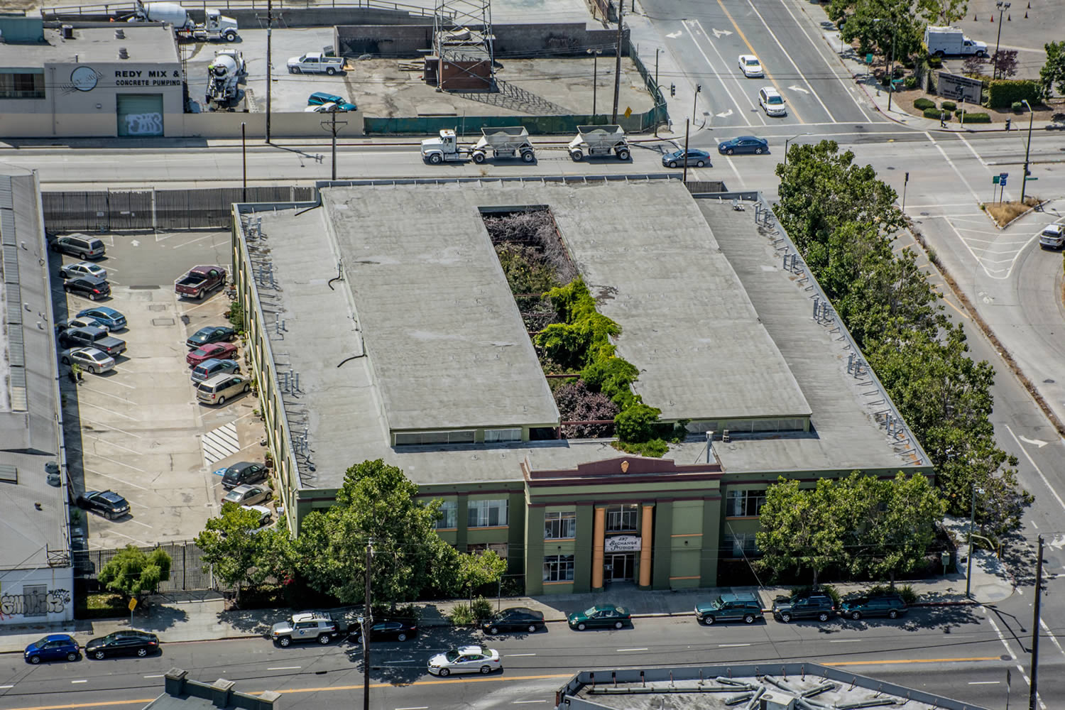 Aerial View of Building Exterior