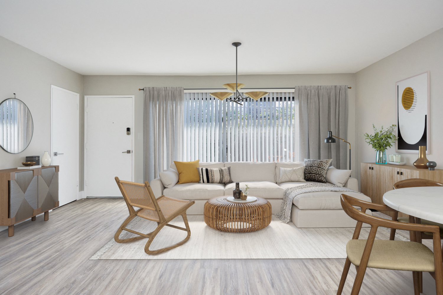 Spacious, brightly lit living area