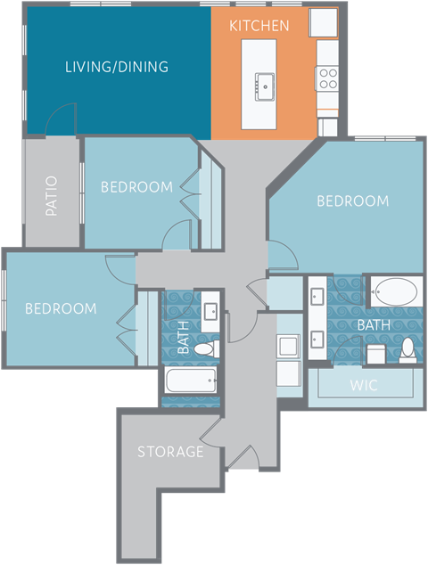 C1 lower Floor Plan at Watermark on Twenty Mile, Parker, Colorado