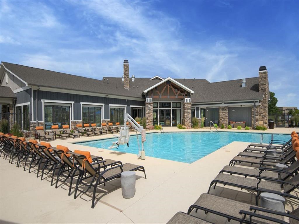 Swimming Pool With Relaxing Sundecks at Watermark at Harvest Junction, Longmont