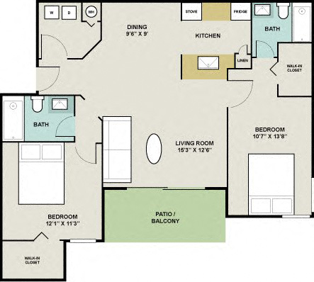 Jaguar Floor Plan at Fisherman's Landing Apartment Homes, Tampa, FL, 33637