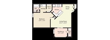 Mediterranean Floor Plan at Hidden Palms Apartment Homes, Tampa, FL, 33613