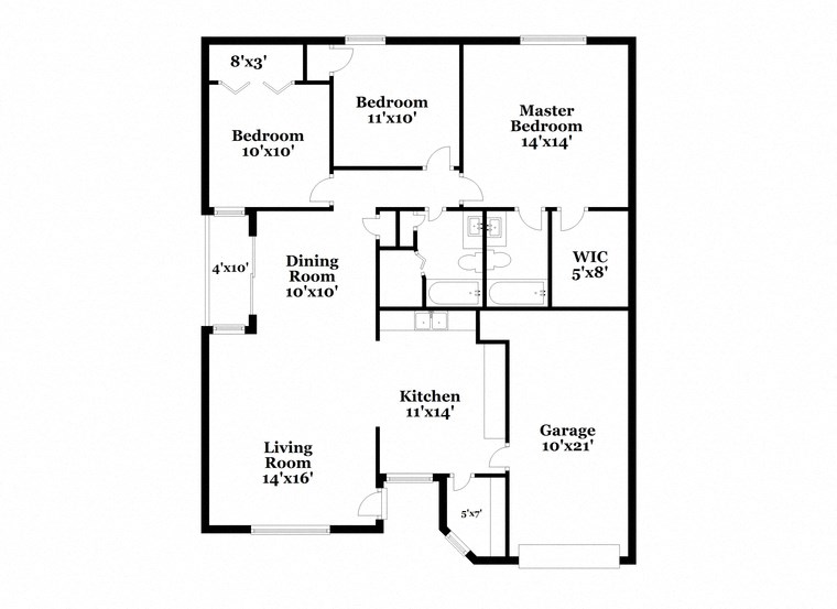 a floor plan of a home with two bedrooms and a living room