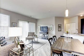 Modern Living Room With Kitchen View Modern Living Room With Kitchen View at Rivergate, Woodbridge, VA