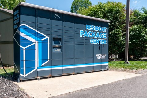 a small building with a sign on the side of it