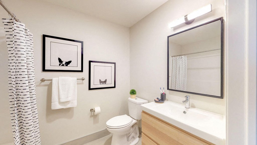 a bathroom with a sink toilet and a mirror