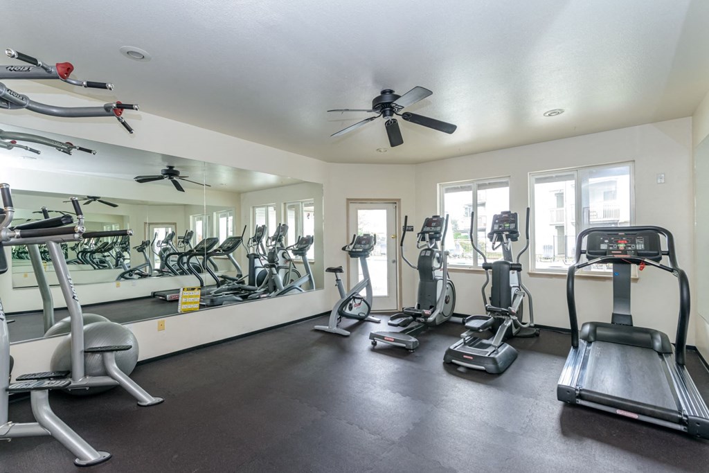 the gym with treadmills and other exercise equipment at the 1861