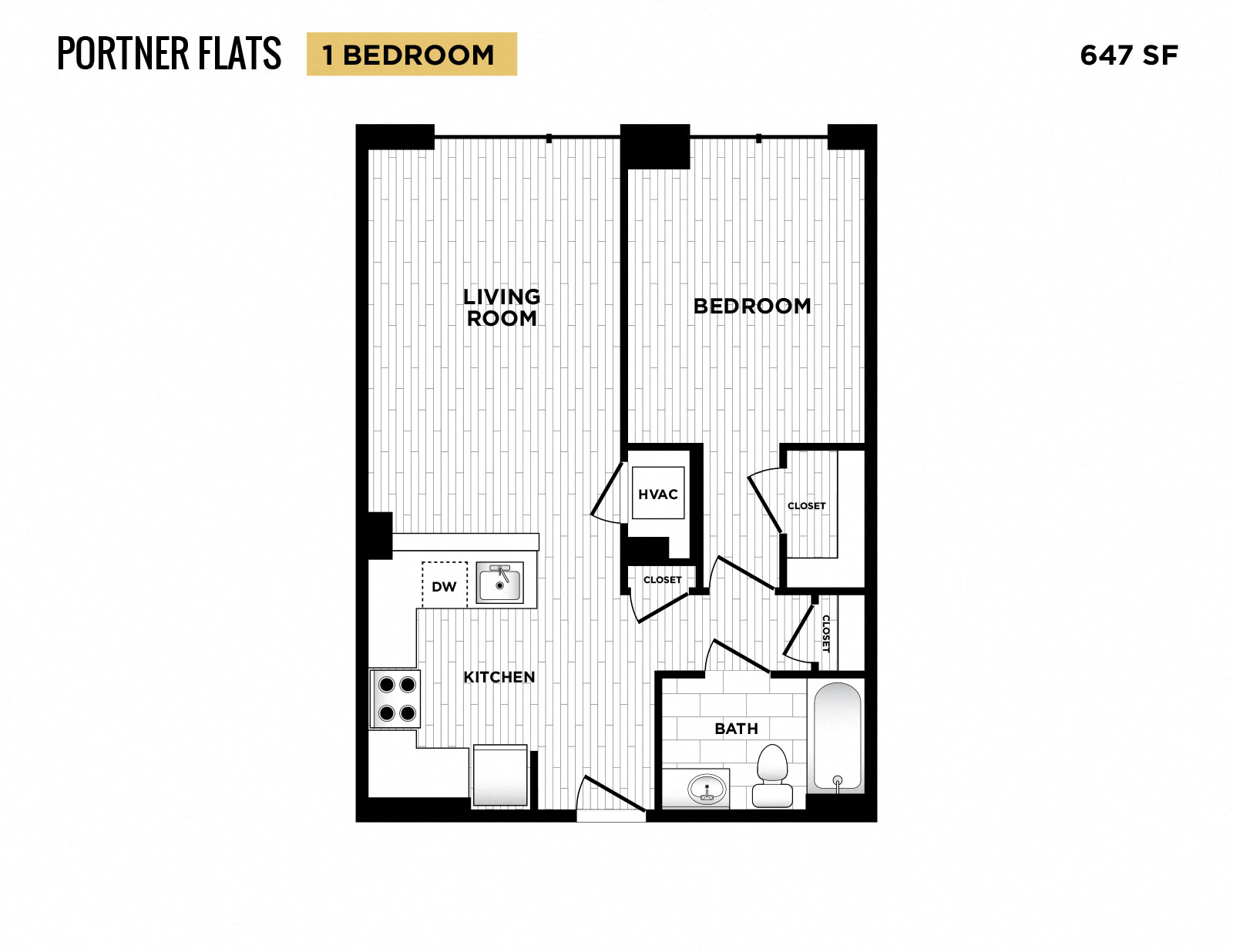 Portner Flats 1 Bedroom Apartment Floor Plan