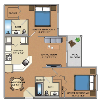 2 Bedroom 2 Bath
