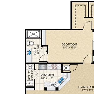 2 bedroom, 2 bathroom