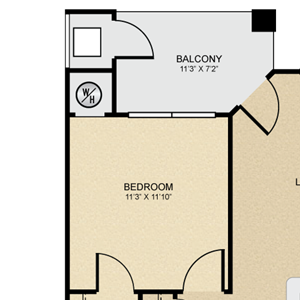 1 bedroom, 1 bathroom