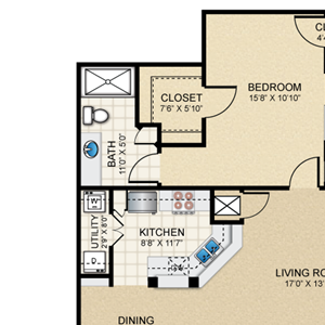 2 bedroom, 2 bathroom