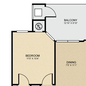1 bedroom, 1 bathroom