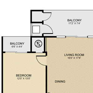 2 bedroom, 2 bathroom