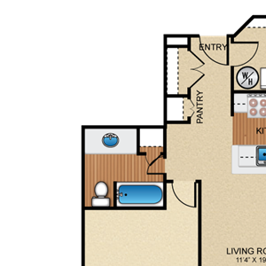 1 bedroom, 1 bathroom