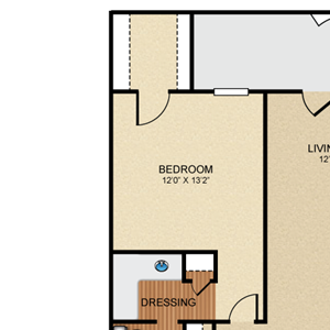 1 bedroom, 1 bathroom
