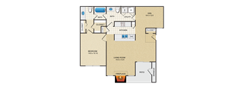 1 bedroom, 1.5 bathroom, den  at Creekview Apartment Homes, Dallas, 75254