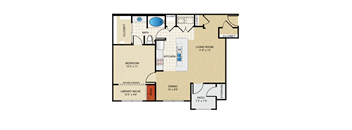 1 bedroom, 1 bathroom