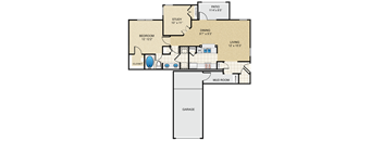 1 bedroom, 1 bathroom, study