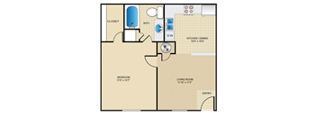 1 bedroom, 1 bathroom