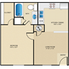 1 bedroom, 1 bathroom