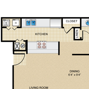 1 bedroom, 1 bathroom