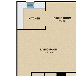 1 bedroom, 1 bathroom